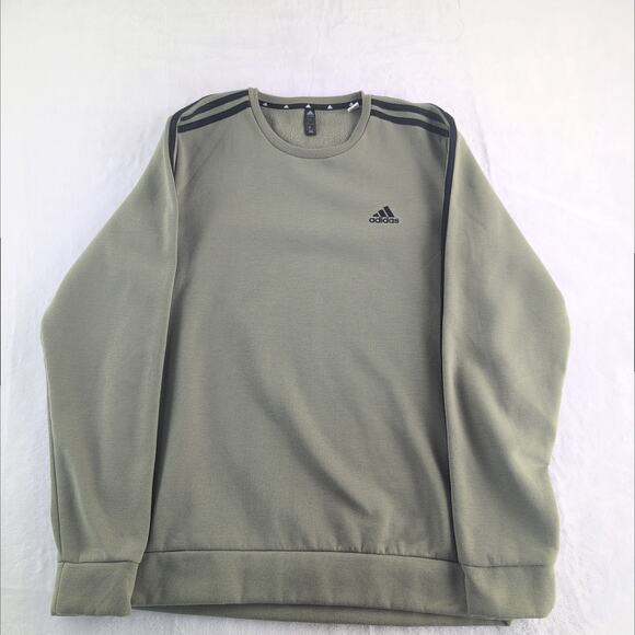 Adidas Crewneck Sweatshirt Men's Med Primegreen Three Stripes - Picture 1 of 7